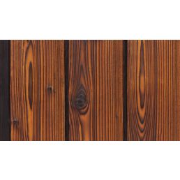 Põletatud puidust fassaadilaudis KUUSK merevaik näitab sügavat tumedat tooni ja selgeid puusüü mustreid.