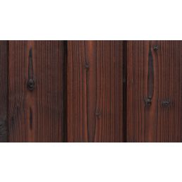 Punase merevaigu tooni põletatud kuusest fassaadilaudis, nähtavate sügavate joontega.