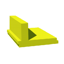Gult L-format block, dimensioner 100x400x585x2500 och 150x400x585x2485.