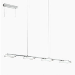 Vit LED-taklampa Cartama med fyra geometriska ljuskällor och justerbar höjd. Modern design.