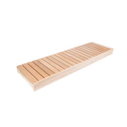 Long rectangular wooden bench module with horizontal slats and a front panel. Light finish, approximately 2100 mm in length.