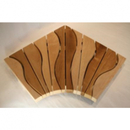 Komplekt lavamooduleid nurka, muster 'Laine', suurused 400x400 mm ja 600x600 mm, naturaalne puiduviimistlus.