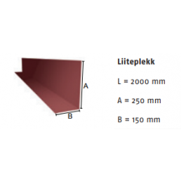 Punainen liitoslevy mitat 2000 x 250 x 150 mm.