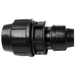 Must Tulekaitseplaat PE toru liitmik, diameetriga 25x32 mm, vastupidav disain.