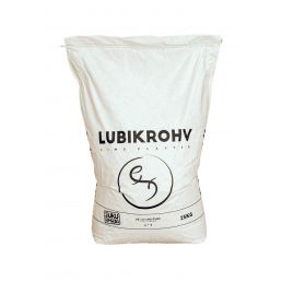 Valkoinen 25 kg:n säkki hienolaastia, mustalla tekstillä ja logolla.