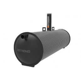 Harmaa sylinterin muotoinen Strong-säiliö, tarkoitettu bensiinin säilytykseen, tilavuus 1-10 kuutiometriä.