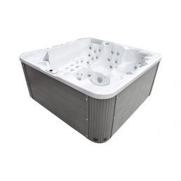 White minibasin with multiple nozzles and a gray casing.
