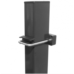 Neliön muotoinen aitapylväs aitapaneeleille, harmaa, RAL7016, mitat 40x60 mm, varustettu vaakasuoralla tukiklipsillä.
