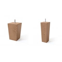 Two square wooden table legs, natural wood, modern and minimalist design.