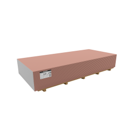 Rosa vindskyddsskiva med måtten 1200x3000 mm, tjocklek 9,5 mm, med vågig textur och en etikett i hörnet.