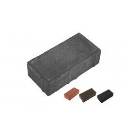 Grå trottoarsten med klassisk design, dimensioner 200x100x60 mm. Finns även i rött och svart.