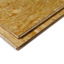 OSB-3 board with tongue and groove on all four sides, dimensions 625x2500 mm, thickness 12-25 mm, light brown color.