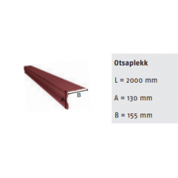 Punainen päätykappale, pituus 2000 mm, leveys 130 mm ja B-leveys 155 mm.