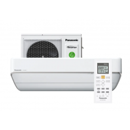 Valge Panasonic LZTKE õhksoojuspump. Komplekti kuuluvad siseseade, välisseade ja kaugjuhtimispult.