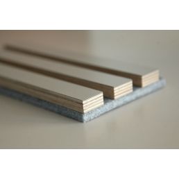 White acoustic rib panel with light grey felt. Modern design, suitable for wall covering.