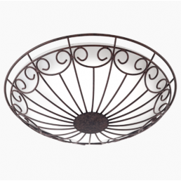Must metallist plafon, dekoratiivselt kujundatud süvenditega, sobib kasutamiseks 2x60W E27 lambipirnidega.