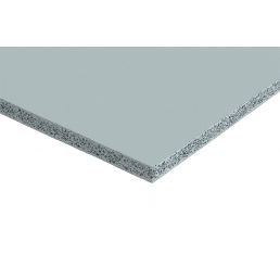 Gray, 2600x1200x12.5 mm FERMACELL Powerpanel H2O cement board that shows the layer construction.