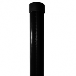 Musta metallinen aitapylväs, halkaisija 48 mm ja korkeus 2 m, jauhemaalattu harmaaksi RAL7016.