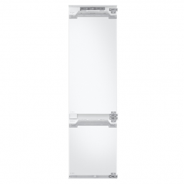 Integreeritav valge külmik, Samsungi mudel BRB80F30AEF0EO, millel on kolm nähtavat hinge ja kaks käepidet.