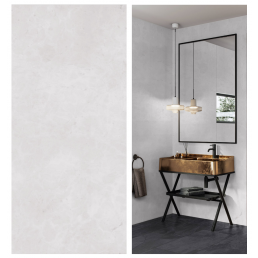 Crema Valpolicella PT -seinäpaneeli, vaalean kermainen väri hienovaraisella marmorikuvioinnilla, luo minimalistisen ja tyylikkään ulkonäön.