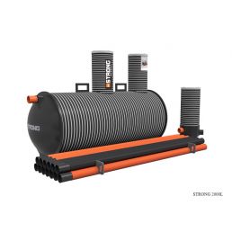 Musta Septik STRONG säiliö, kapasiteetit 2m3, 3m3, 5m3, sisältää putkiston ja tuuletusputket.