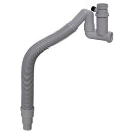 Grå flexibel sifon för köksvask med anslutning för tvättmaskin och revisionslucka.