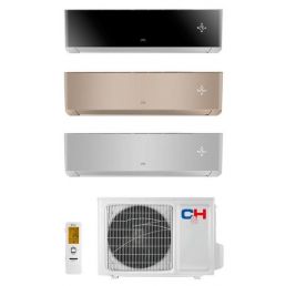 Õhksoojuspumpade komplekt sisaldab musta, kuldset ja valget siseosa ning üht seadme valget välisosa. Juhtpult on kaasas.