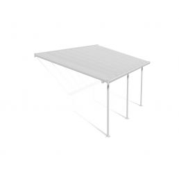 Terrasstak FERIA med vit metallram och genomskinlig tak.