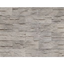 Dekoratiivne kiviplaat nimega Toledo 1, hallide ja beežide toonidega, erineva suuruse ja kujuga kivid.