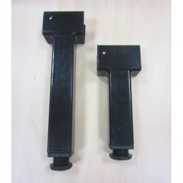 Set of black metal support legs for a daybed or bed frame, including mounting hardware.