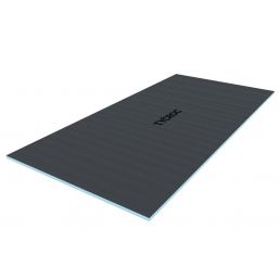 Large rectangular dark gray bathroom panel measuring 1200x2500x20 mm, with a smooth surface and a black logo in the center.