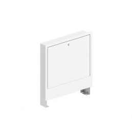 Valge seinasisene Uponor Vario C kollektori kapp, mõõtmetega sobiv keskküttesüsteemi komponentide hoidmiseks.