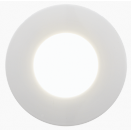 Ümmargune valge LED-välisvalgusti, millel on ere, ühtlaselt hajutatud valgus.