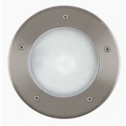 Ümmargune nikkelviimistlusega Riga 3 välisvalgusti, millel on matistatud klaasist diffuusor ja metallraam.