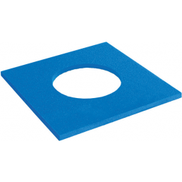 Blå ventilationsgenomföring med ett hål i mitten, mått 100x240 mm.