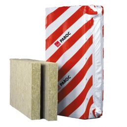 PAROC Linio 10 stone wool facade insulation, size 1200x600 mm, packaged in red and white striped plastic.