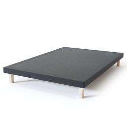 Gray bed frame, with a width of 80-140 cm, and metal legs.