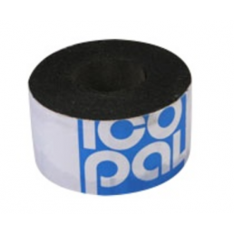 Black-and-white foundation tape with a logo printed in blue text. Dimensions: width 17 cm, length 10 m.