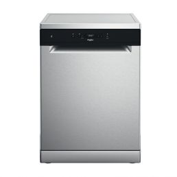 Stainless steel dishwasher, 60 cm wide, featuring a black control panel for settings.