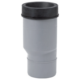 Gray toilet sewer pipe connector, 110 mm, with a black seal.